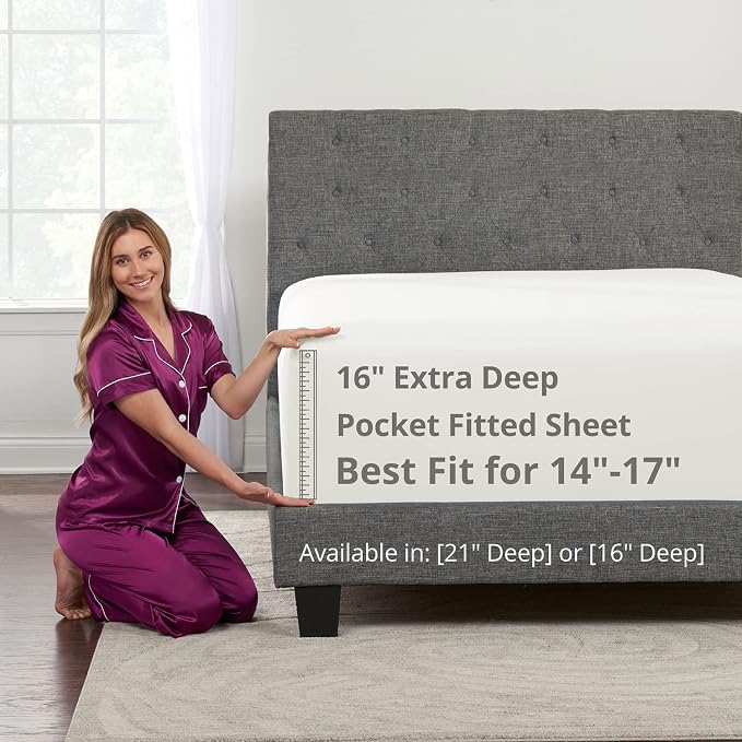 Full Fitted Sheet – Deep Pocket Full Size Fitted Sheets Only Real 16” Fitted by DeaLuxeBedding