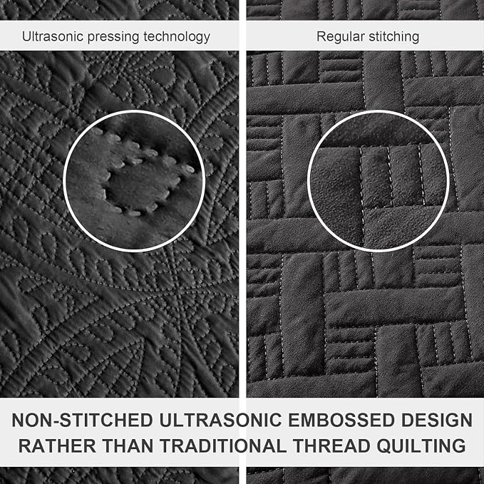 Love's cabin Oversized King Size Quilt Bedding Set Black Bedspreads - Image 3