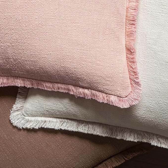 MIULEE Valentines Decorative Throw Pillow Covers Neutral Linen Fringe Throw - Image 4