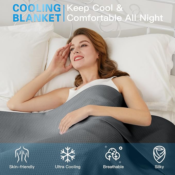 AmyHomie Cooling Blanket, 100% Rayon Derived from Bamboo, Cool Summer Blanket - Image 3