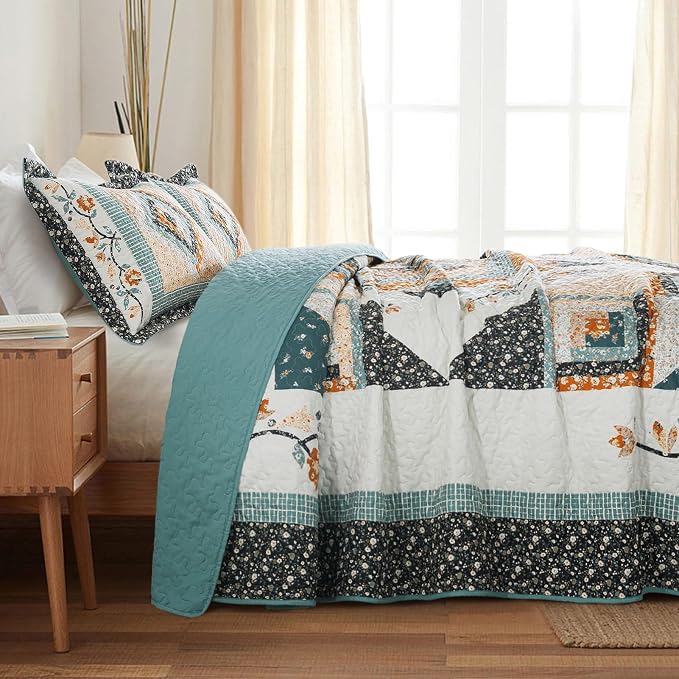 BEDIFANY Cotton California King Size Quilt Sets, Floral Lightweight King Size - Image 3