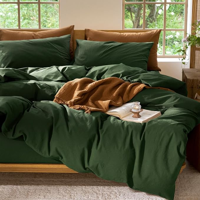 MooMee Bedding Duvet Cover Set 100% Washed Cotton Linen Like Textured - Image 9