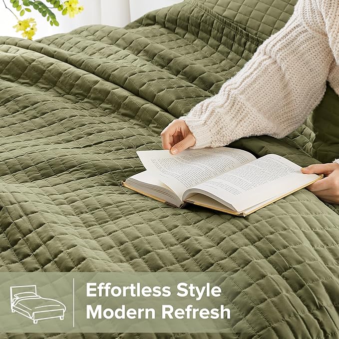 Comfort Spaces Queen Quilt Set Modern Reversible Plaid Coverlet Full Bedding - Image 3
