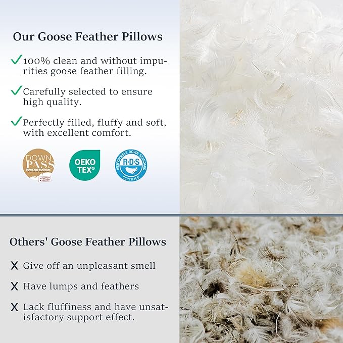 COZSINOOR Goose Feather Pillows Queen Size - Image 6