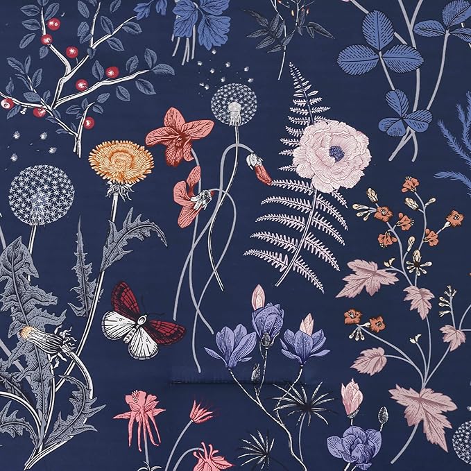 Yiran Queen Comforter Set, 7 Pieces Navy Blue Floral Soft Bedding Sets - Image 4