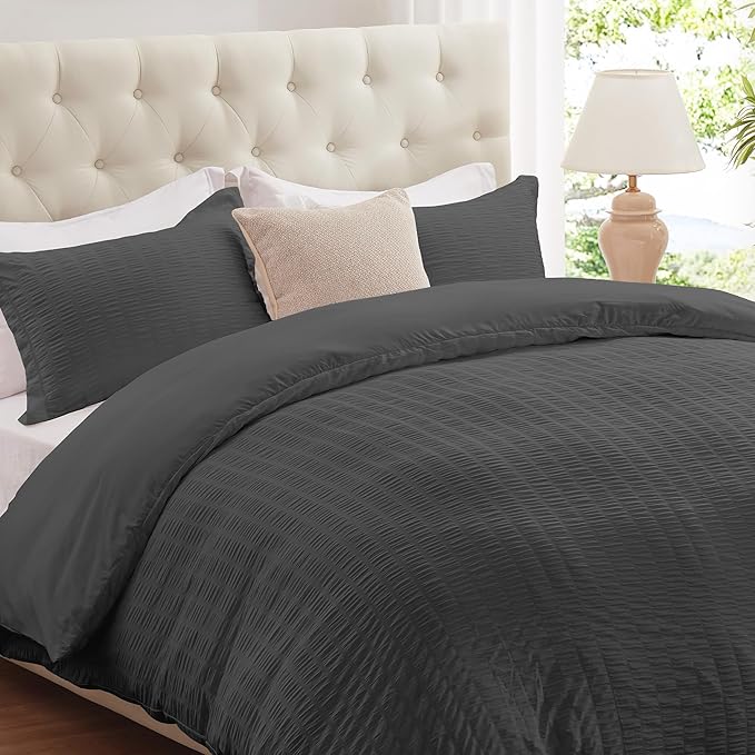 Cozyide Dark Grey Duvet Cover King Size, 3 Pieces Bedding Duvet Covers by cozyide
