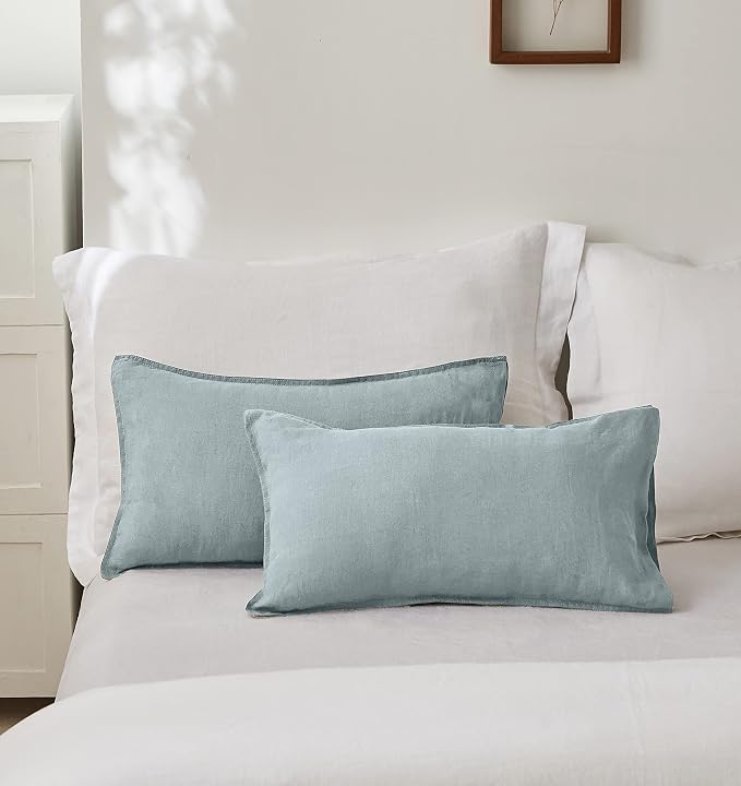 Simple&Opulence 100% Linen Lumbar Pillow Cover 12 x 20 Inches Set of 2 - Image 5