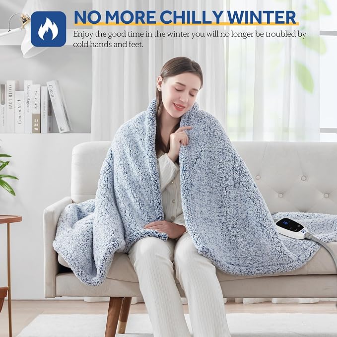Sealy Electric Blanket Heated Throw 50"x60" Soft Double Sherpa Super Cozy - Image 2
