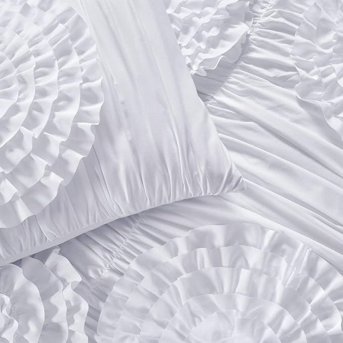 Lush Décor Serena 3 Piece Ruched Flower Comforter Set - Image 4