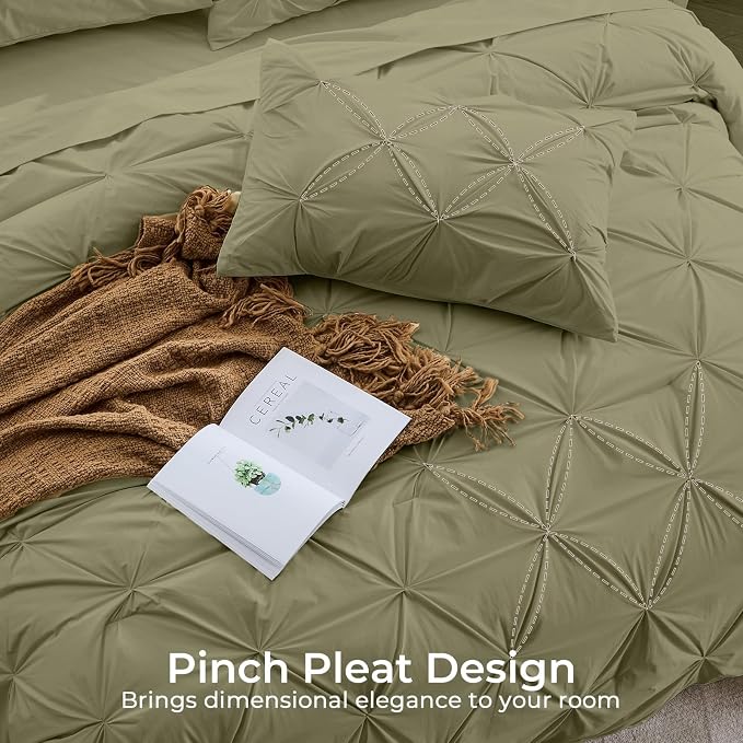 Sasttie Twin XL Comforter Set, 5-Piece Bed in a Bag, Pintuck Bedding Sets - Image 4