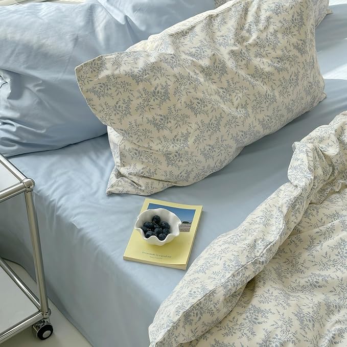 mixinni Blue Floral Duvet Cover Queen Size - Image 9