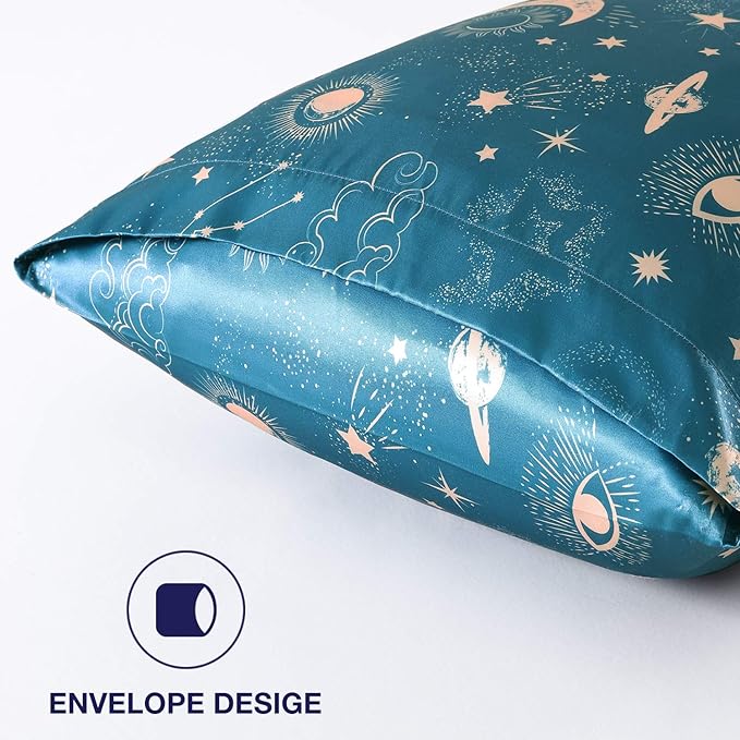 EXQ Home Satin Pillowcase for Hair and Skin, Soft Cooling Printed Pillow Cases - Image 4