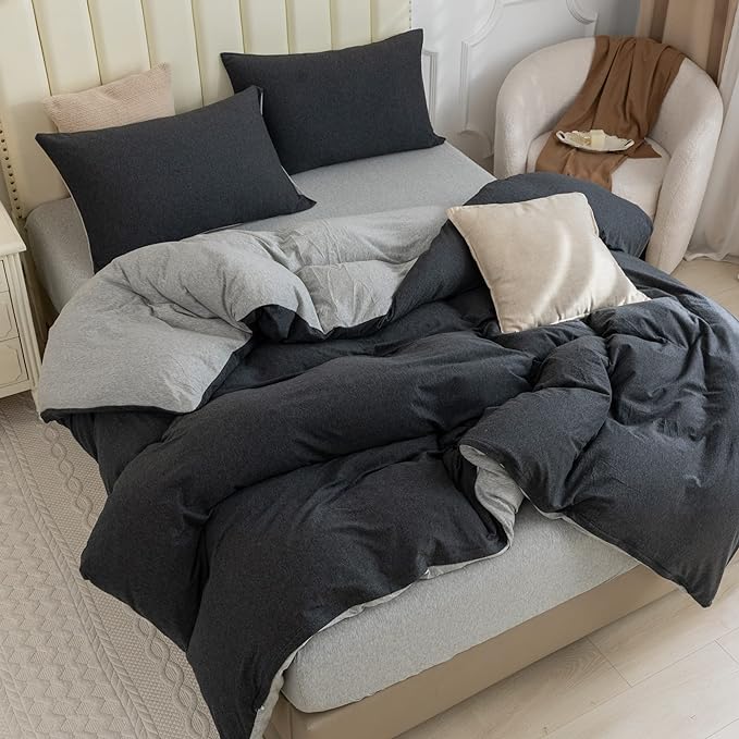 PURE ERA Jersey Knit Duvet Cover Set 100% T-Shirt Cotton Super Soft Comfy 3pc by PUREERA