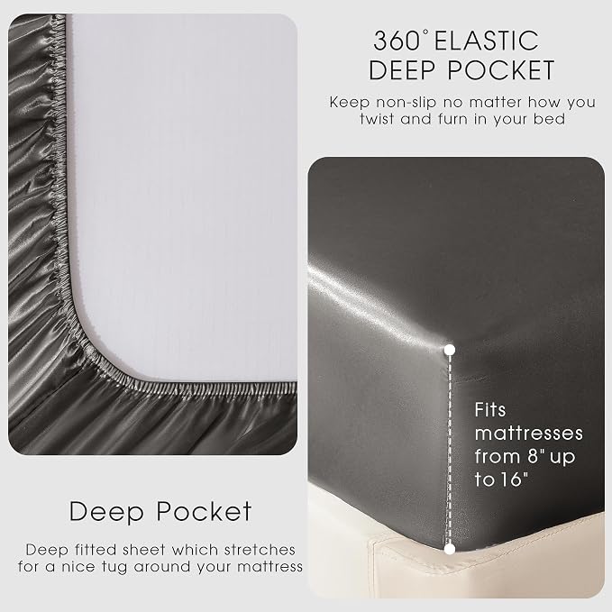 FreshCulture Satin Sheets Twin XL Bed Set - Image 4
