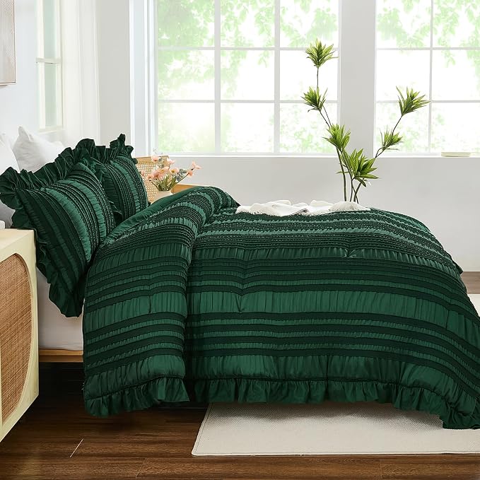 WONGS BEDDING King Size Comforter, Christmas Emerald Green Boho Comforter Set - Image 5