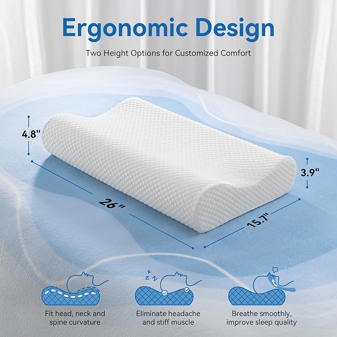 AM AEROMAX 26" Queen Size Contour Memory Foam Pillow, Cervical Pillow - Image 3