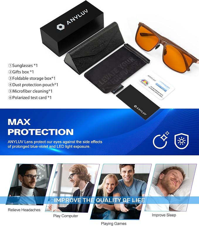 ANYLUV Blue Light Glasses Men, Relieve Eyestrain and Eye Protection, Al-Mg - Image 7