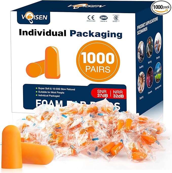VOISEN Ear Plug, 1000 Pairs Ear Plugs by VOISEN