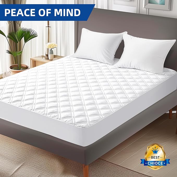 MEELUS Padded King Mattress Protector, Breathable Waterproof Mattress Pad Cover - Image 9