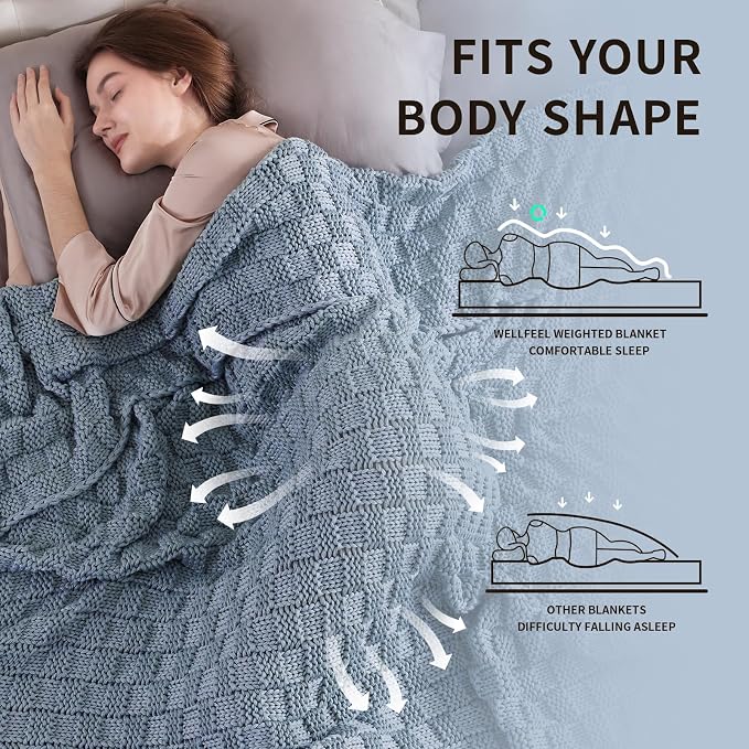 Knitted Weighted Blanket Kids, No Beads Heavy Blanket 36” x 48'' 5lbs, - Image 3