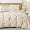 MUXHOMO Duvet Cover King Size, Reversible Floral Beige Duvet Cover Set by MUXHOMO