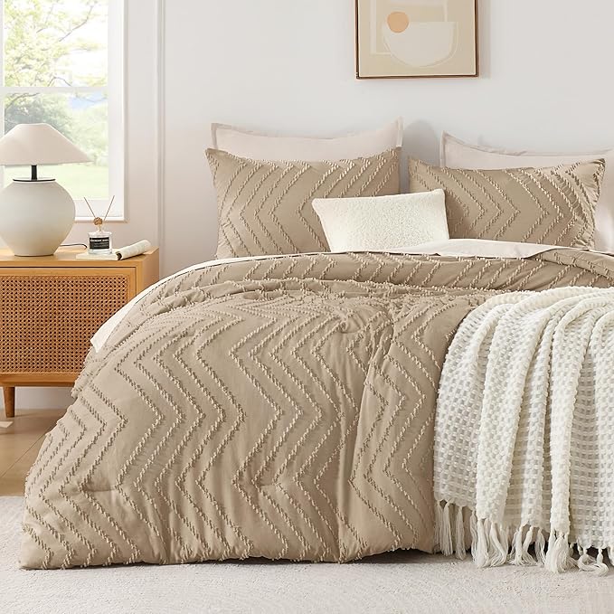 Andency Taupe Comforter Set Full Size, Boho Soft Warm Tufted Bedding Comforter by Andency