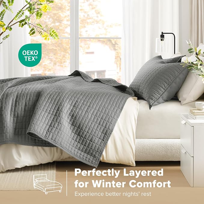 Comfort Spaces Kienna Quilt Set- Double Sided Stitching Design Summer Blanket - Image 3