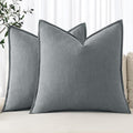 MIULEE Decorative Linen Pillow Covers 18x18 Inch Gray ​Boho Farmhouse​ ​Neutral by MIULEE