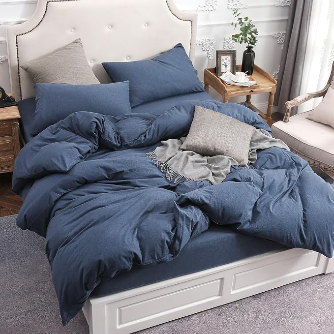 PURE ERA Jersey Knit Duvet Cover Set 100% T-Shirt Cotton Super Soft Comfy 3pc - Image 2