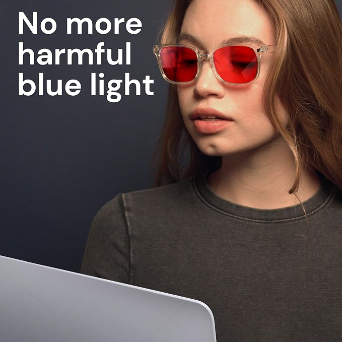 Gaoye Transparent with Red Lenses Blue Light Glasses - Image 2