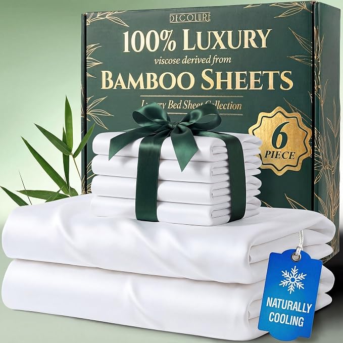 DECOLURE 100% Viscose Derived from Bamboo Sheets Queen Size by DECOLURE