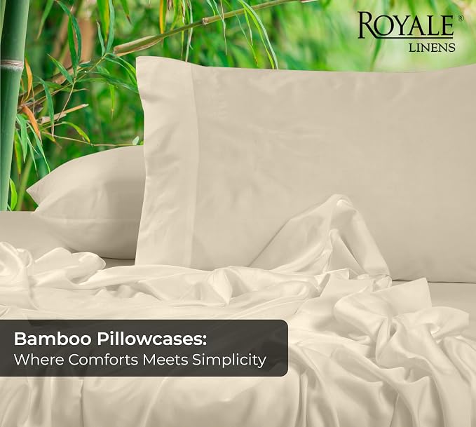 Royale Linens Cooling Pillow Cases Standard Size Set of 2-100% Rayon Derived - Image 2