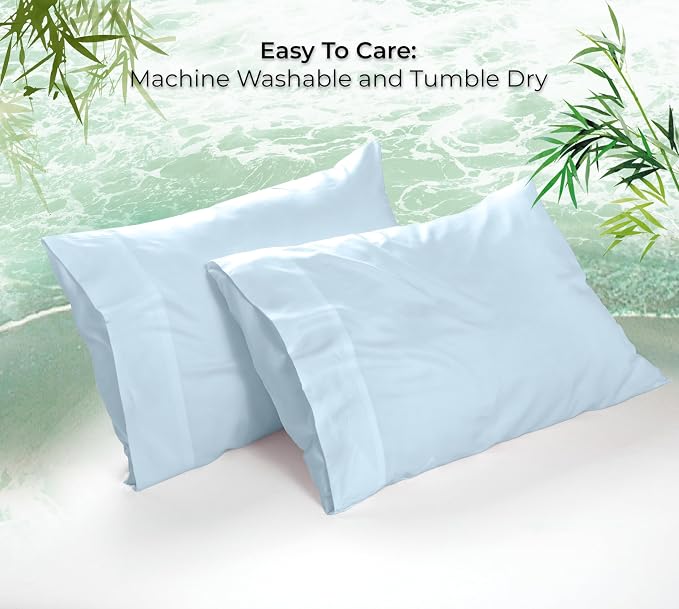 Royale Linen Cooling Pillow Cases Standard Size Set of 2-100% Rayon Derived - Image 9