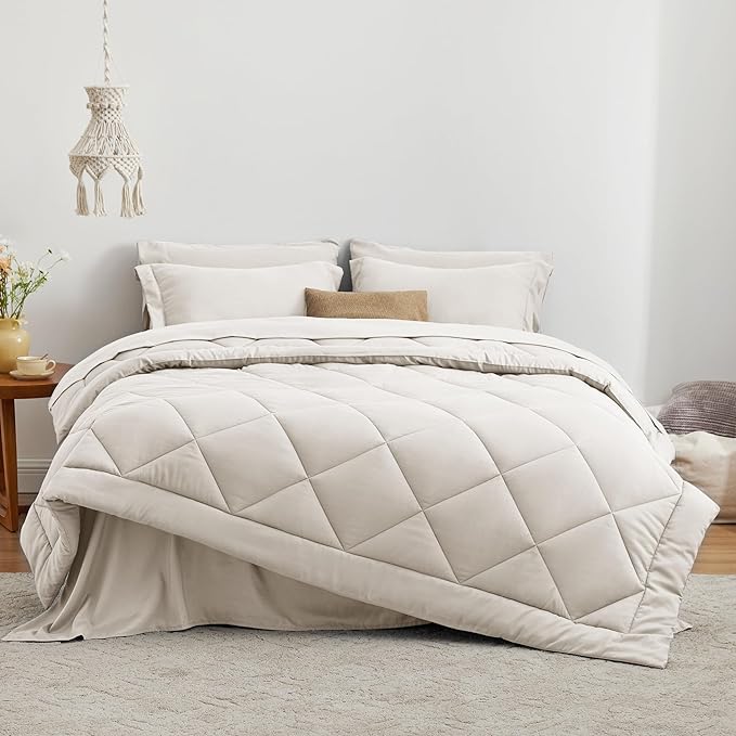 Love's cabin Twin Comforter Set Off White, 5 Pieces Twin Bed in a Bag, All - Image 2