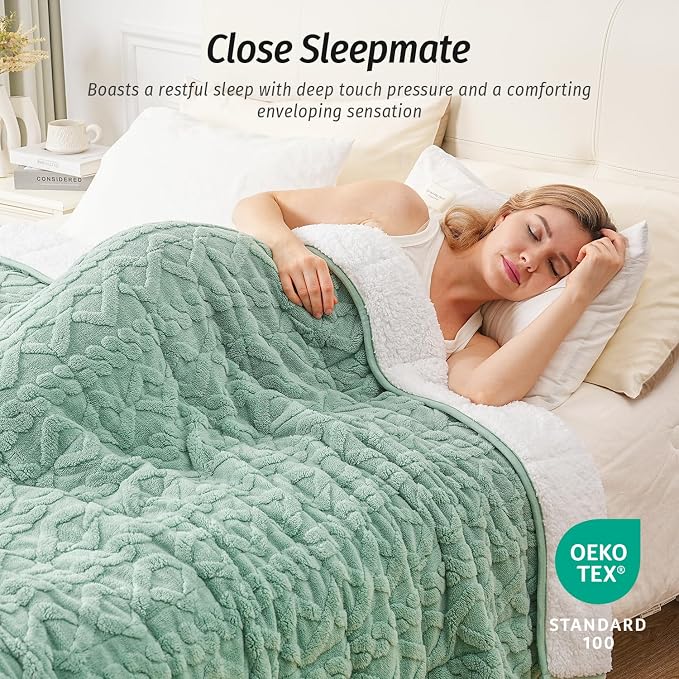 Wemore Weighted Blanket for Adults Twin Size 15 lbs, Dual Sided Soft Fuzzy - Image 3