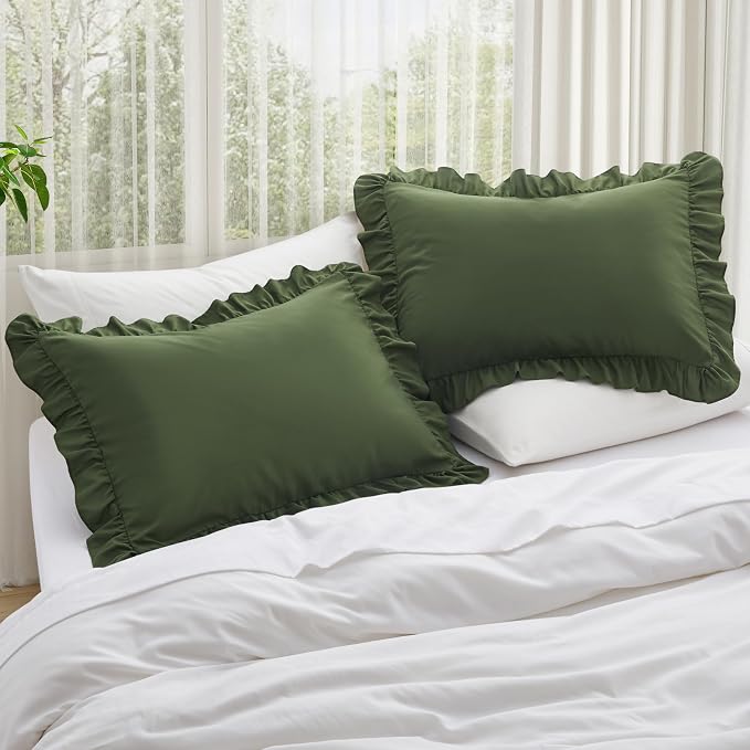 KKJIAF Ruffle Pillow Cases King Size Set of 2, Ruffled Pillow Covers - Image 2