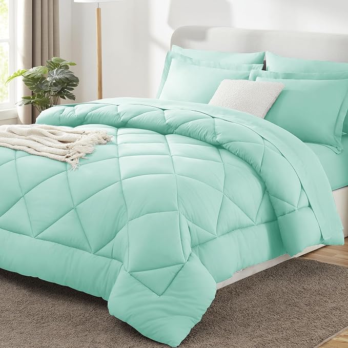 CozyLux King Size Comforter Set Mint Green by CozyLux