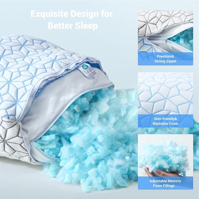 puredown® Standard Pillows Set of 2, Cooling Pillow Full Size 2 Pack, - Image 6