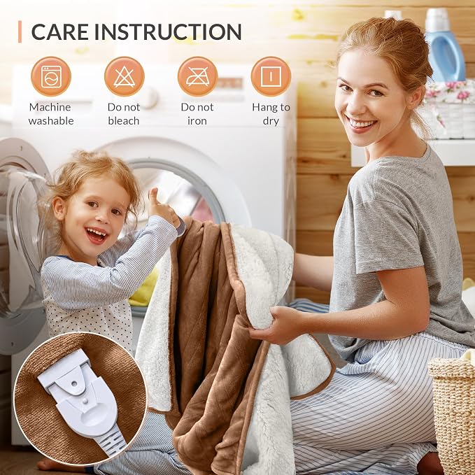 HOMLYNS LuxeHeat Heated Blanket Electric Blanket Queen Size, Soft Flannel - Image 9