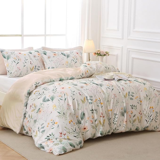 MUXHOMO Duvet Cover Queen Size, Reversible Floral Vintage Duvet Cover Set - Image 3