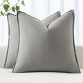 MIULEE Decorative Linen Pillow Covers 20x20 Inch Light Gray ​Boho Farmhouse​ by MIULEE