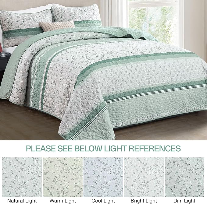 Quilt Set King Size, 3 Piece Soft Lightweight Microfiber Quilt Bedding Set - Image 7