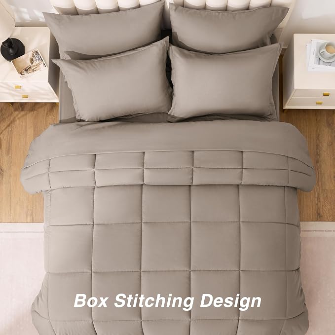 Love's cabin Full Comforter Set Light Brown, 7 Pieces Full Bed in a Bag - Image 4
