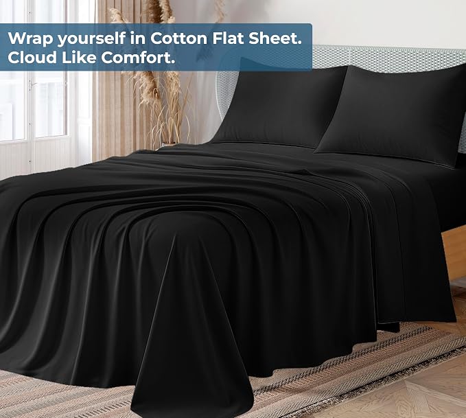 Royale Linens 100% Organic Cotton Full Flat Sheet Only - Image 2