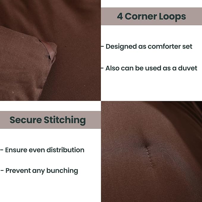 Paxrac Earthy Brown Comforter Full Size, Neutral 3 Pieces Comforter Set - Image 4