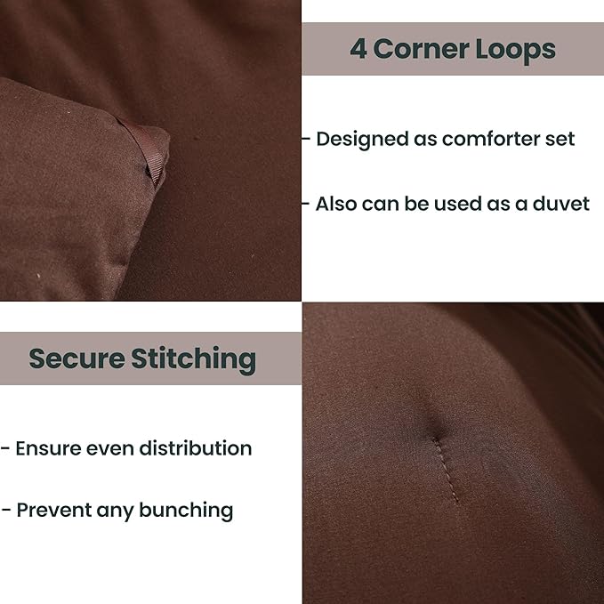 Paxrac Earthy Brown Comforter Queen Size, Neutral 3 Pieces Comforter Set - Image 4