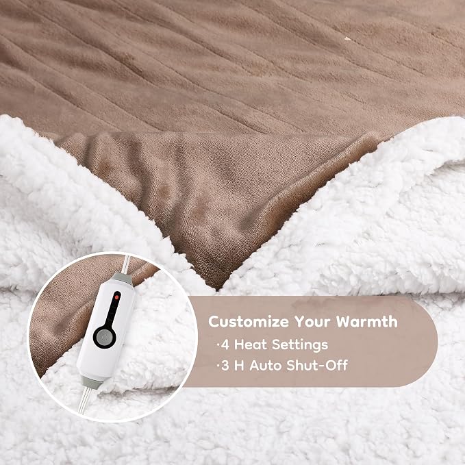 LaffyLo Heated Throw Blanket 50 x 60, Fast Heating Electric Blanket, Dual-Sided - Image 3