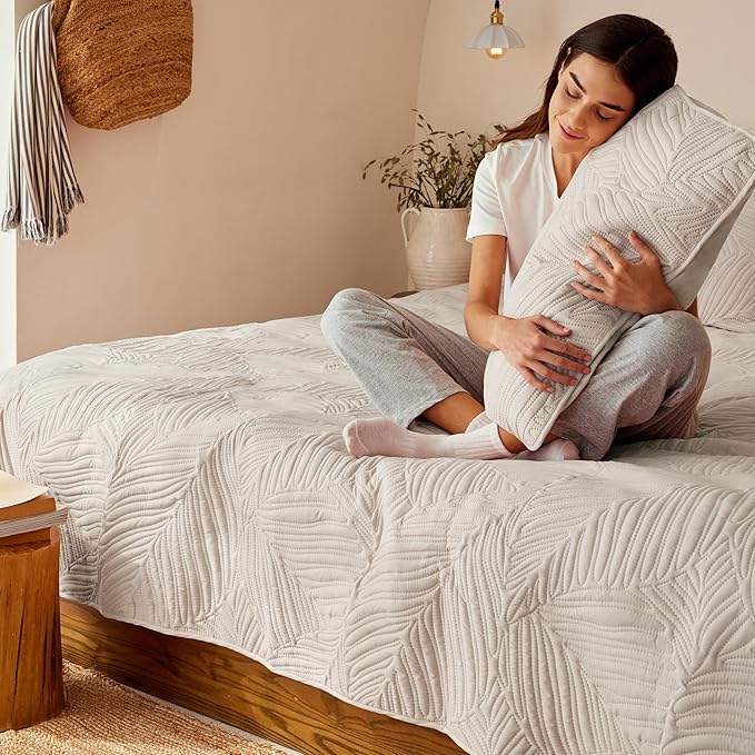 Exclusivo Mezcla Queen Quilt Bedding Set, Lightweight Brich Beige Quilts Queen - Image 4