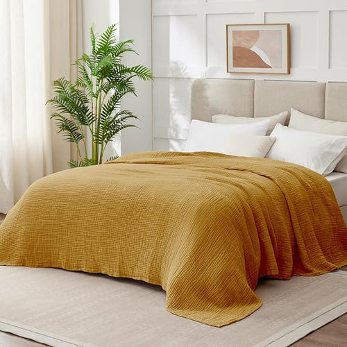 100% Cotton Muslin Blanket Twin 66" x 90", 6 Layers Breathable and Lightweight - Image 2