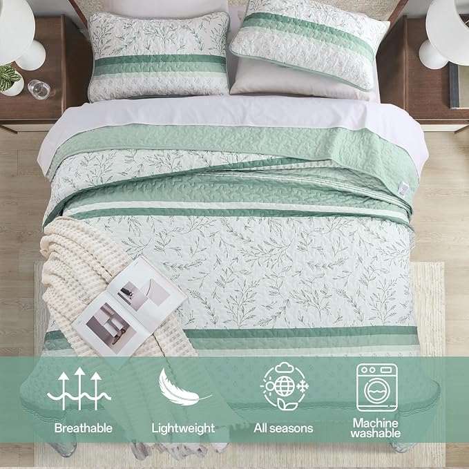 Quilt Set King Size, 3 Piece Soft Lightweight Microfiber Quilt Bedding Set - Image 4